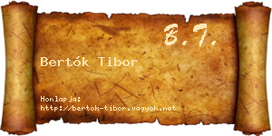 Bertók Tibor névjegykártya